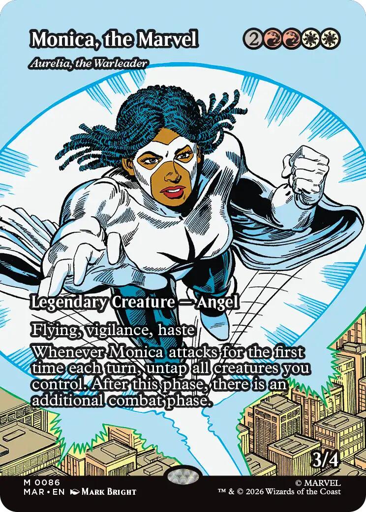 Monica, the Marvel - Aurelia, the Warleader (Borderless) [Marvel Universe: Eternal-Legal] | Tabernacle Games