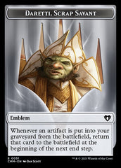 Thopter // Emblem - Daretti, Scrap Savant Double-Sided Token [Commander Masters Tokens] | Tabernacle Games