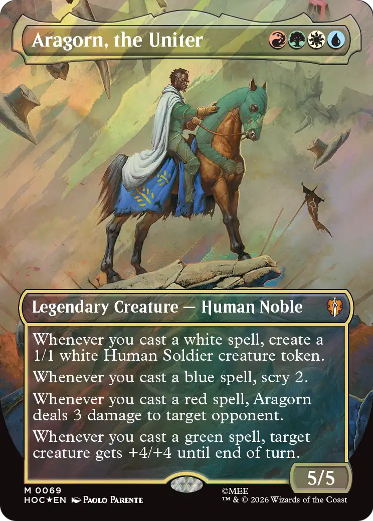 Aragorn, the Uniter (Borderless) (Surge Foil) [The Hobbit: Eternal-Legal] | Tabernacle Games