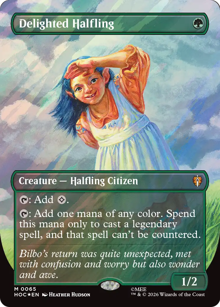 Delighted Halfling (Borderless) (Surge Foil) [The Hobbit] | Tabernacle Games