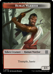 Human Warrior // Plot Double-Sided Token [Outlaws of Thunder Junction: Breaking News Tokens] | Tabernacle Games