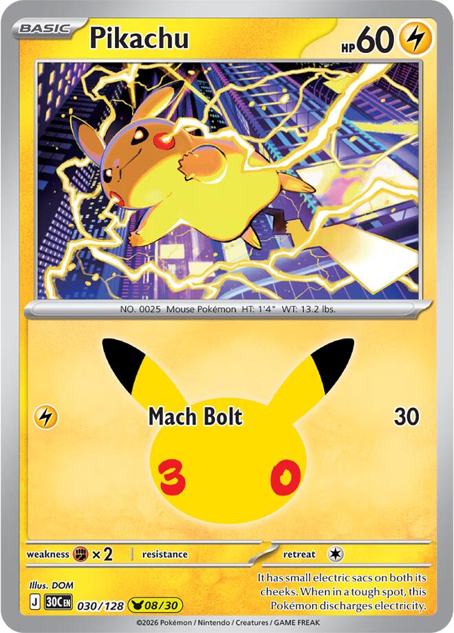 Pikachu (030/128) [Mega Evolution: 30th Celebration] | Maze of Fitzroy