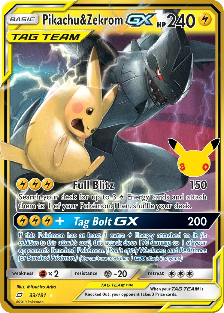 Pikachu & Zekrom GX (33/181) [Mega Evolution: 30th Celebration] | Tabernacle Games