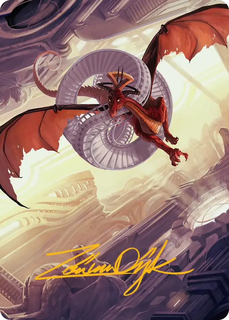 Draconic Visitor Art Card (Gold-Stamped Signature) [Reality Fracture Art Series] | Tabernacle Games