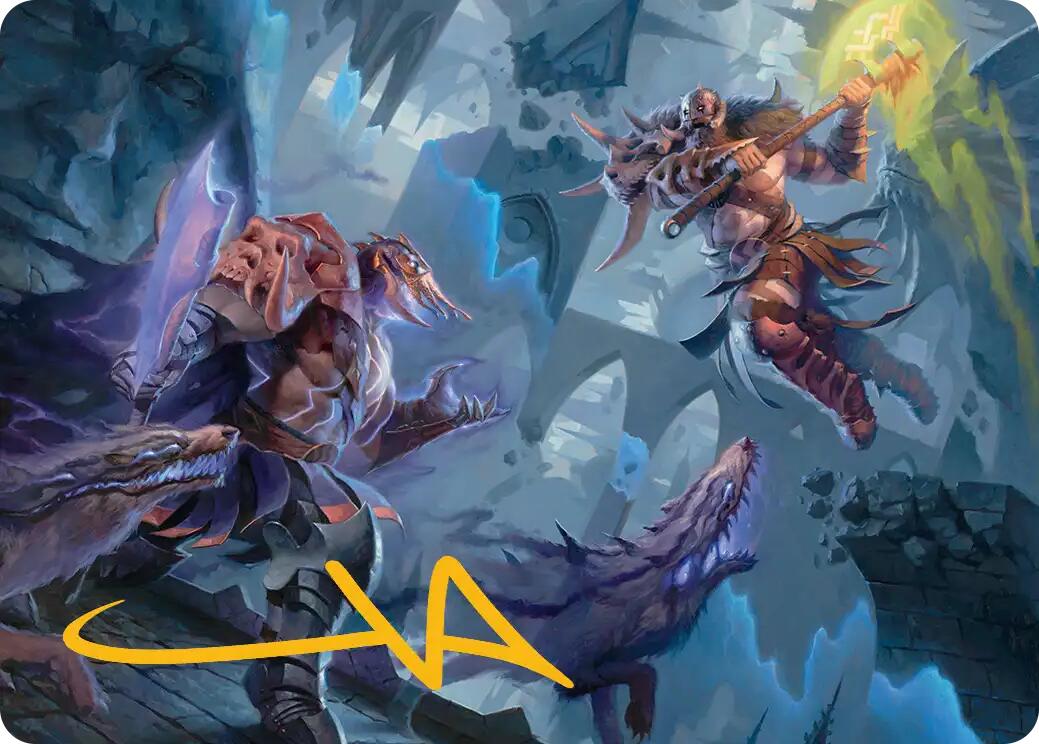 Garruk, Veiled Butcher // Garruk, Curse Breaker Art Card (Gold-Stamped Signature) [Reality Fracture Art Series] | Tabernacle Games