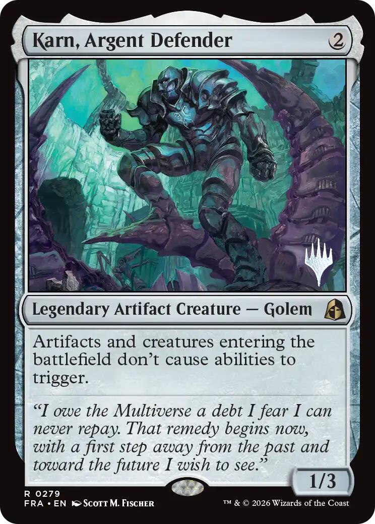 Karn, Argent Defender [Reality Fracture Promos] | Tabernacle Games