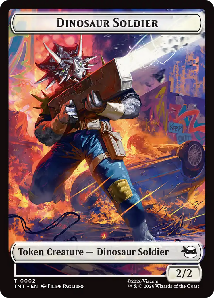 Dinosaur Soldier // Copy Double-Sided Token [Teenage Mutant Ninja Turtles Tokens] | Tabernacle Games