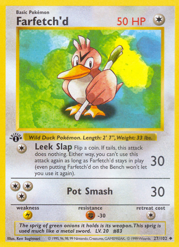 Farfetch'd (27/102) (Shadowless) [Base Set 1st Edition] | Tabernacle Games