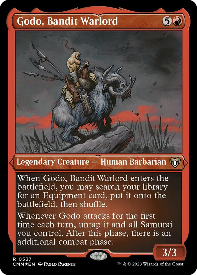 Godo, Bandit Warlord (Foil Etched) [Commander Masters] | Tabernacle Games