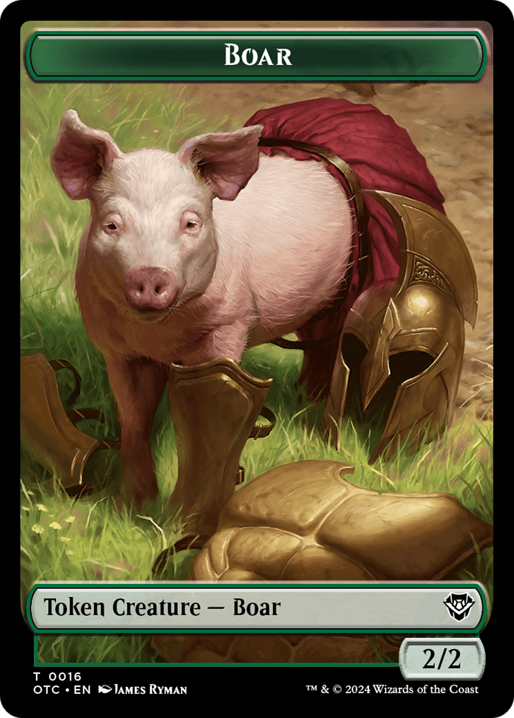 Boar // Manifest Double-Sided Token [Outlaws of Thunder Junction Commander Tokens] | Tabernacle Games