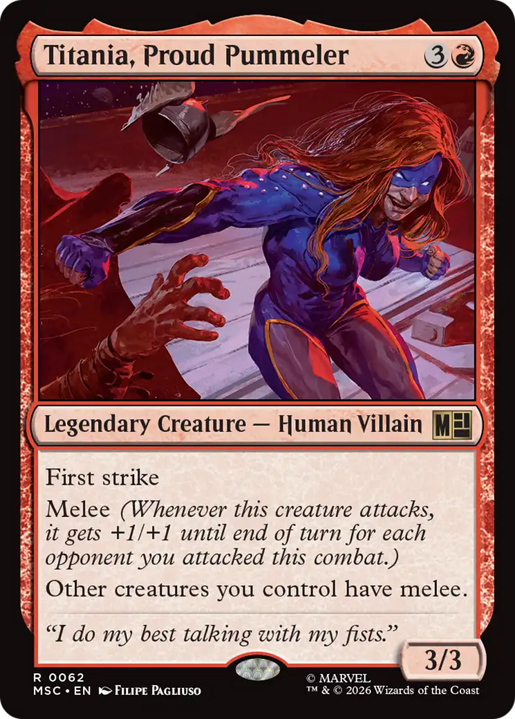 Titania, Proud Pummeler (Surge Foil) [Marvel Super Heroes Commander] | Tabernacle Games