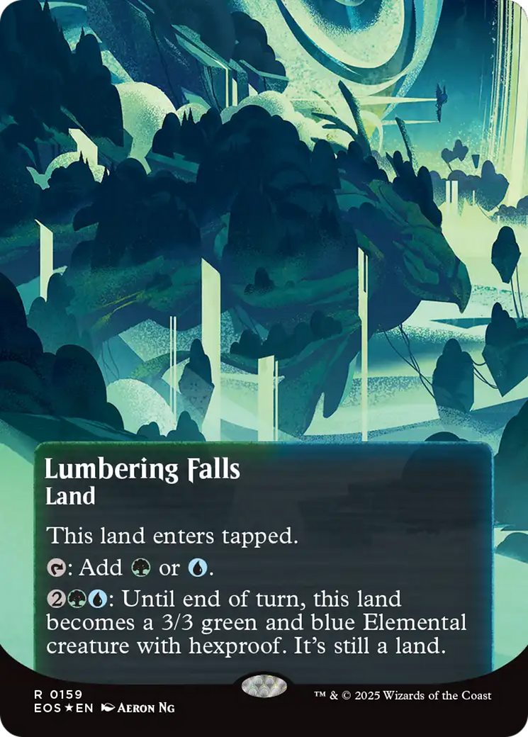 Lumbering Falls (0159) (Borderless) (Galaxy Foil) [Edge of Eternities: Stellar Sights] | Tabernacle Games