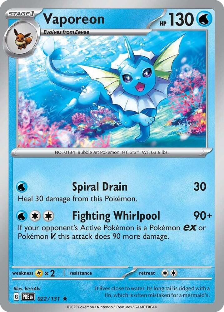 Vaporeon (022/131) [Scarlet & Violet: Prismatic Evolutions] | Tabernacle Games