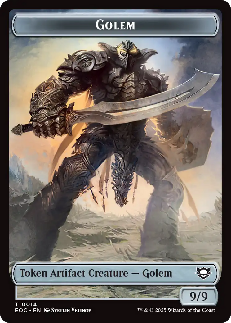Elemental (0007) // Golem (0014) Double-Sided Token [Edge of Eternities Commander Tokens] | Tabernacle Games