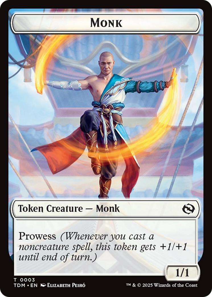 Bird // Monk Double-Sided Token [Tarkir: Dragonstorm Tokens] | Tabernacle Games