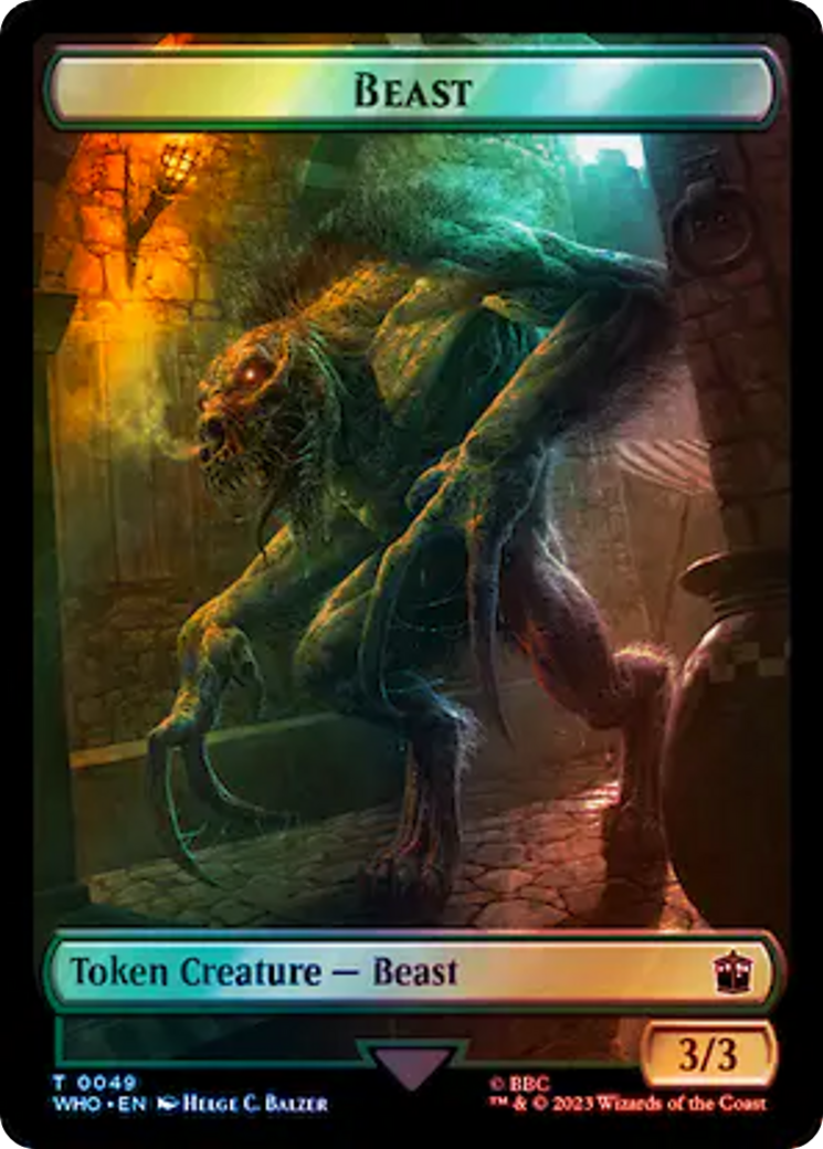Human Noble // Beast Double-Sided Token (Surge Foil) [Doctor Who Tokens] | Tabernacle Games