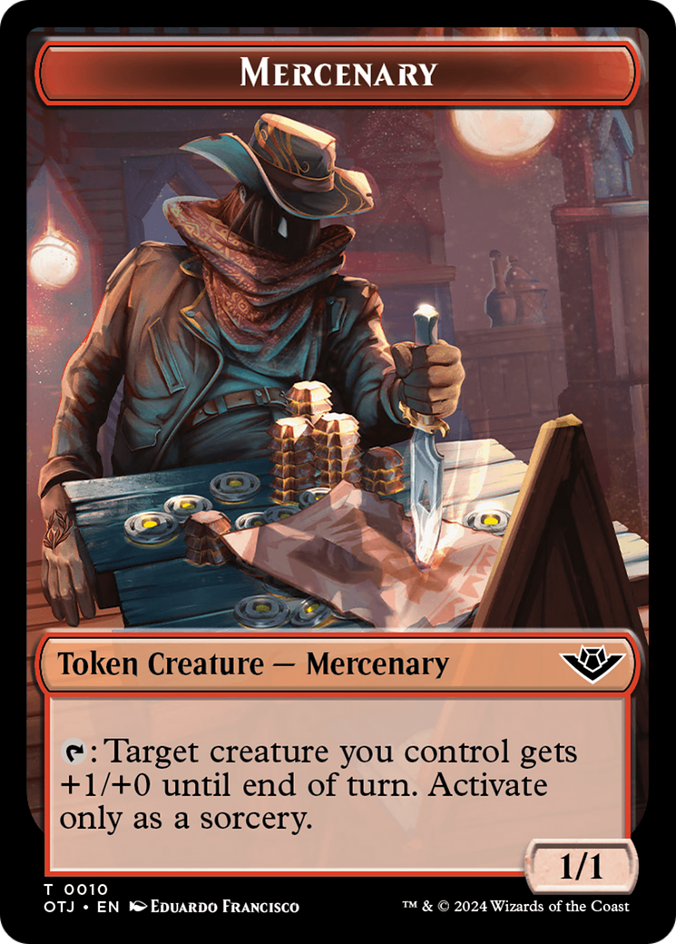 Mercenary // Blood Double-Sided Token [Outlaws of Thunder Junction Tokens] | Tabernacle Games