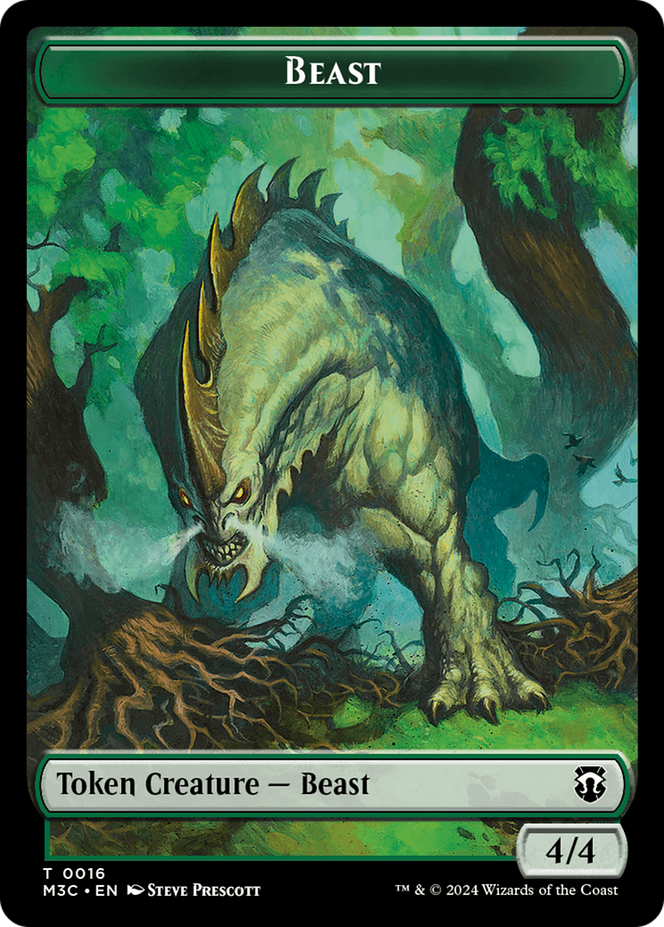 Elephant (Ripple Foil) // Beast (0016) Double-Sided Token [Modern Horizons 3 Commander Tokens] | Tabernacle Games