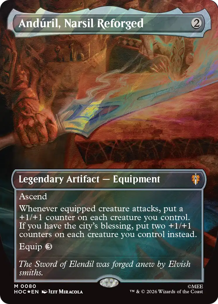 Anduril, Narsil Reforged (Borderless) (Surge Foil) [The Hobbit: Eternal-Legal] | Tabernacle Games