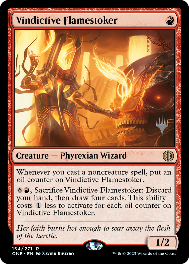 Vindictive Flamestoker (Promo Pack) [Phyrexia: All Will Be One Promos] | Tabernacle Games