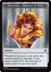 Human (0014) // Emblem - Chandra, Dressed to Kill Double-Sided Token [Innistrad Remastered Tokens] | Tabernacle Games