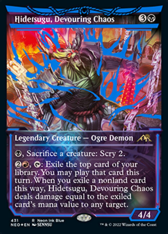 Hidetsugu, Devouring Chaos (Neon Ink Blue) [Kamigawa: Neon Dynasty] | Tabernacle Games