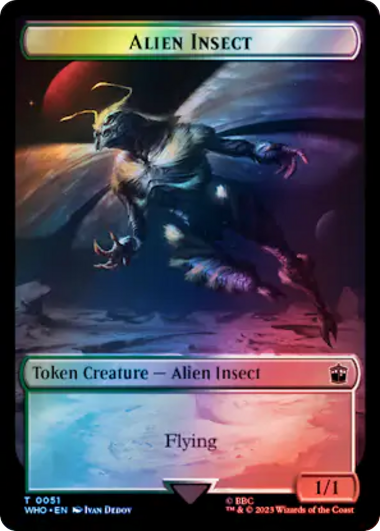 Soldier // Alien Insect Double-Sided Token (Surge Foil) [Doctor Who Tokens] | Tabernacle Games