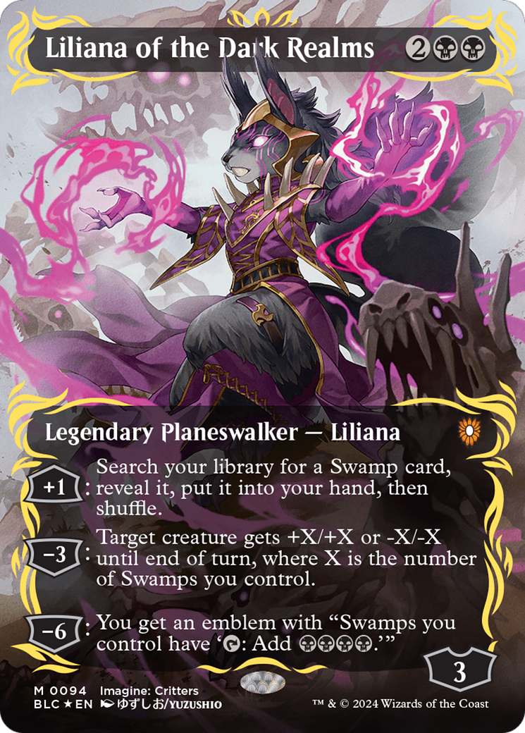 Liliana of the Dark Realms (Borderless) (Raised Foil) [Bloomburrow Commander] | Tabernacle Games