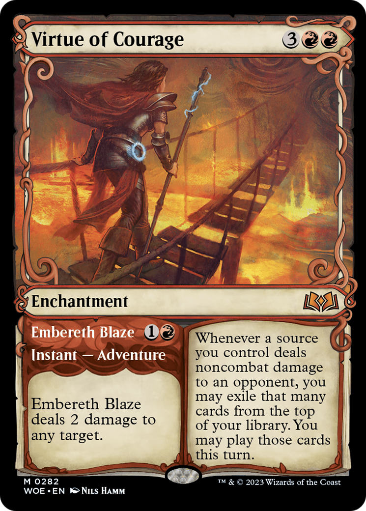 Virtue of Courage // Embereth Blaze (Showcase) [Wilds of Eldraine] | Tabernacle Games