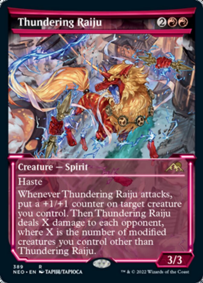 Thundering Raiju (Showcase Soft Glow) [Kamigawa: Neon Dynasty] | Tabernacle Games