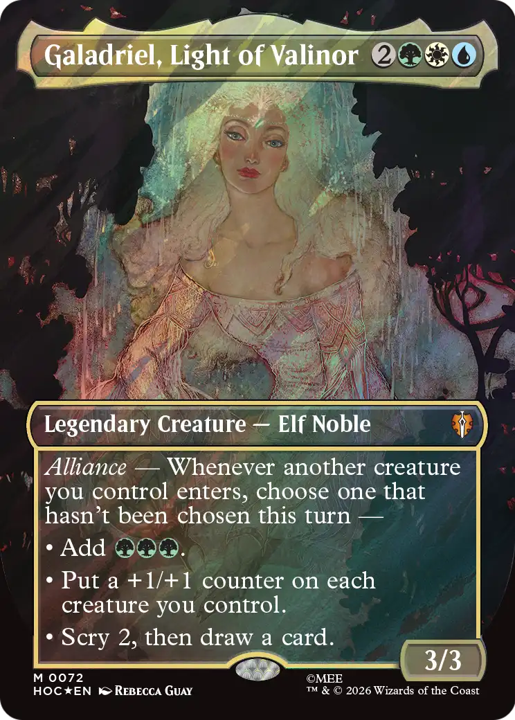 Galadriel, Light of Valinor (Borderless) (Surge Foil) [The Hobbit: Eternal-Legal] | Tabernacle Games