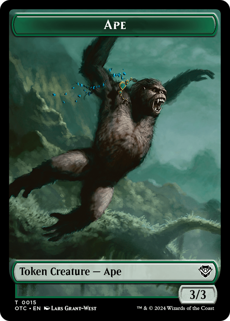 Ape // Shark Double-Sided Token [Outlaws of Thunder Junction Commander Tokens] | Tabernacle Games