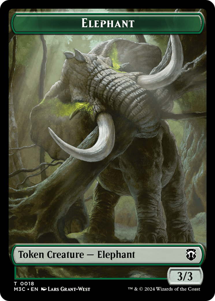 Elephant // Zombie Double-Sided Token [Modern Horizons 3 Commander Tokens] | Tabernacle Games