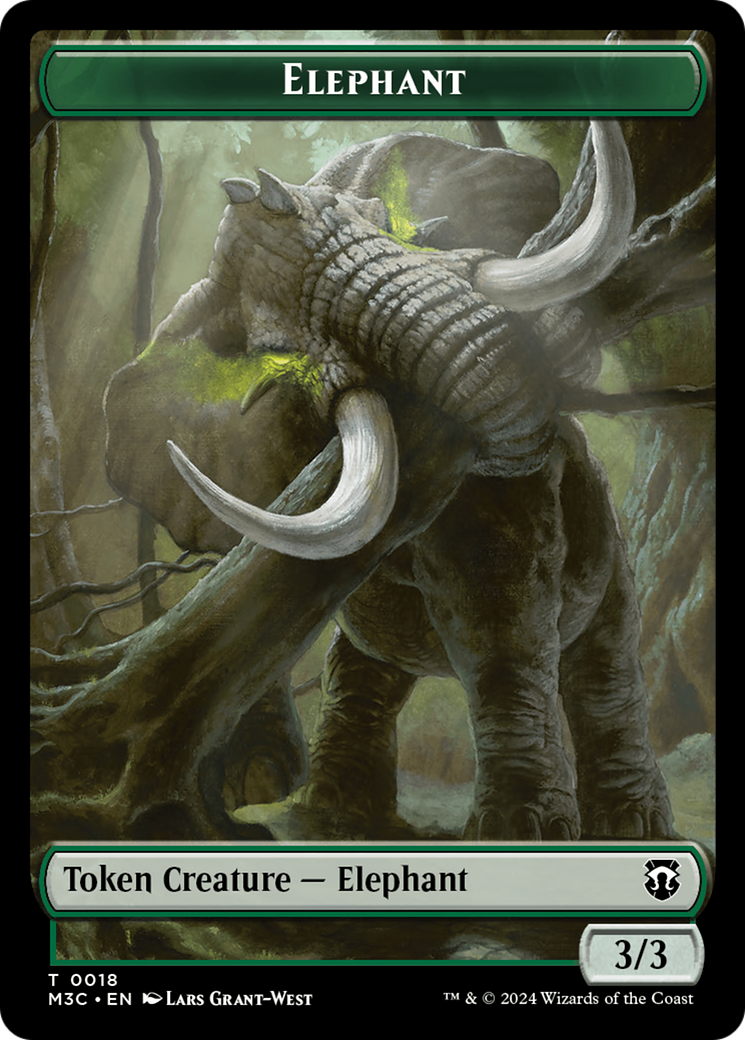 Elephant (Ripple Foil) // Beast (0016) Double-Sided Token [Modern Horizons 3 Commander Tokens] | Tabernacle Games