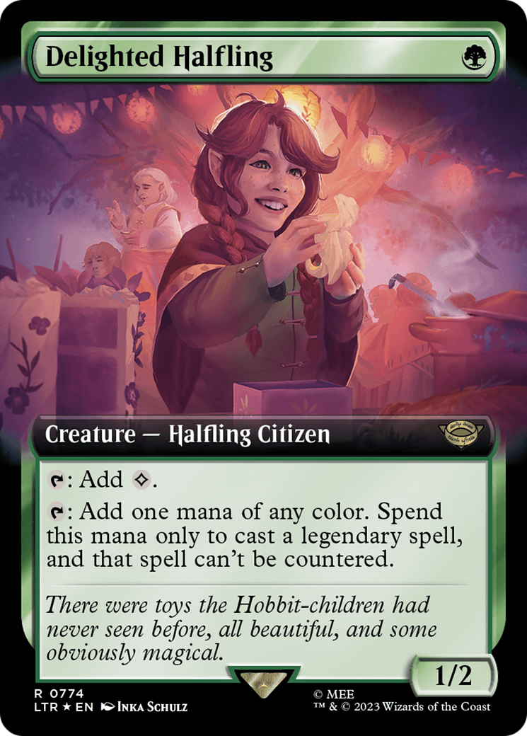 Delighted Halfling (Extended Art) (Surge Foil) [The Lord of the Rings: Tales of Middle-Earth] | Tabernacle Games