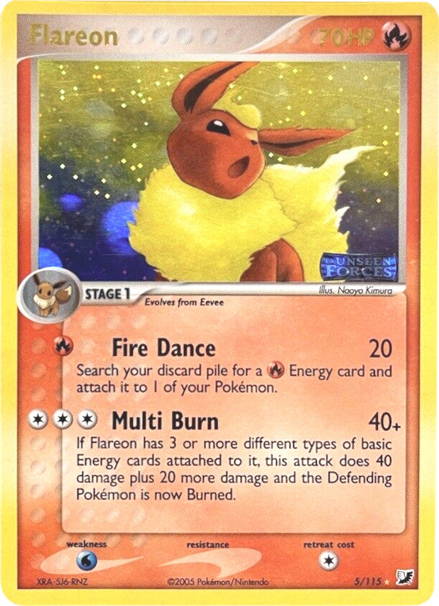 Flareon (5/115) (Stamped) [EX: Unseen Forces] | Tabernacle Games