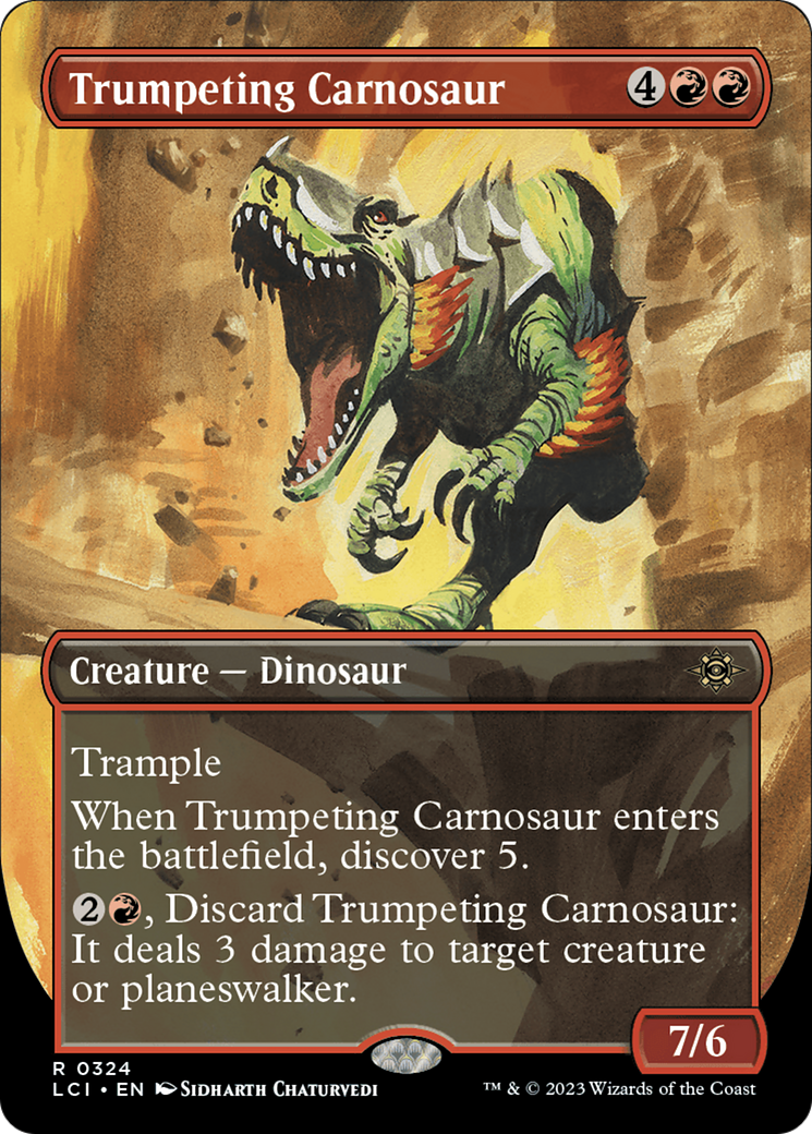 Trumpeting Carnosaur (Borderless) [The Lost Caverns of Ixalan] | Tabernacle Games