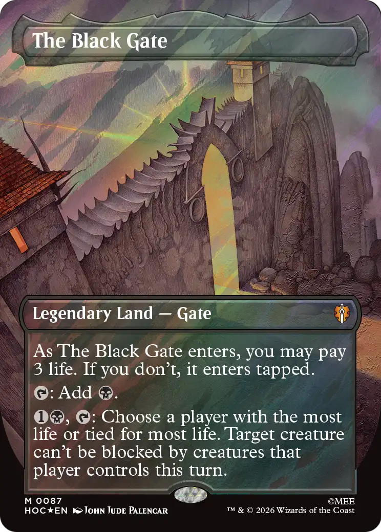 The Black Gate (Borderless) (Surge Foil) [The Hobbit: Eternal-Legal] | Tabernacle Games