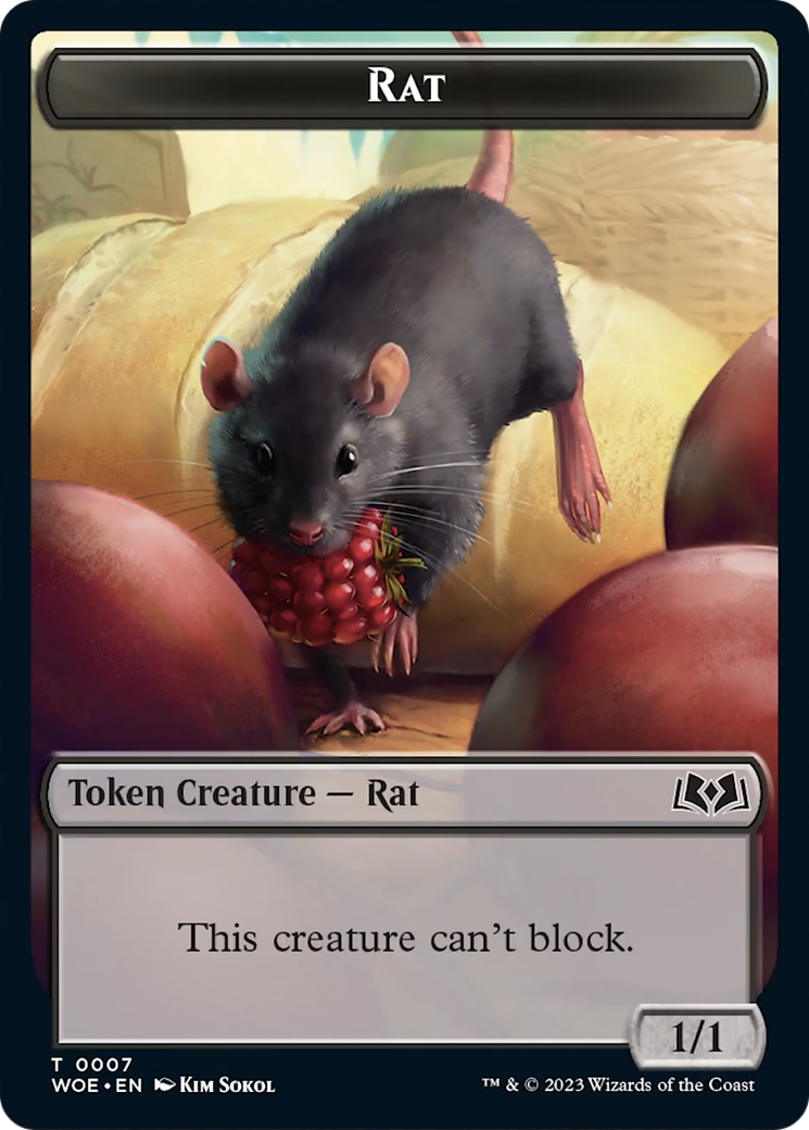 Rat // Food (0010) Double-Sided Token [Wilds of Eldraine Tokens] | Tabernacle Games