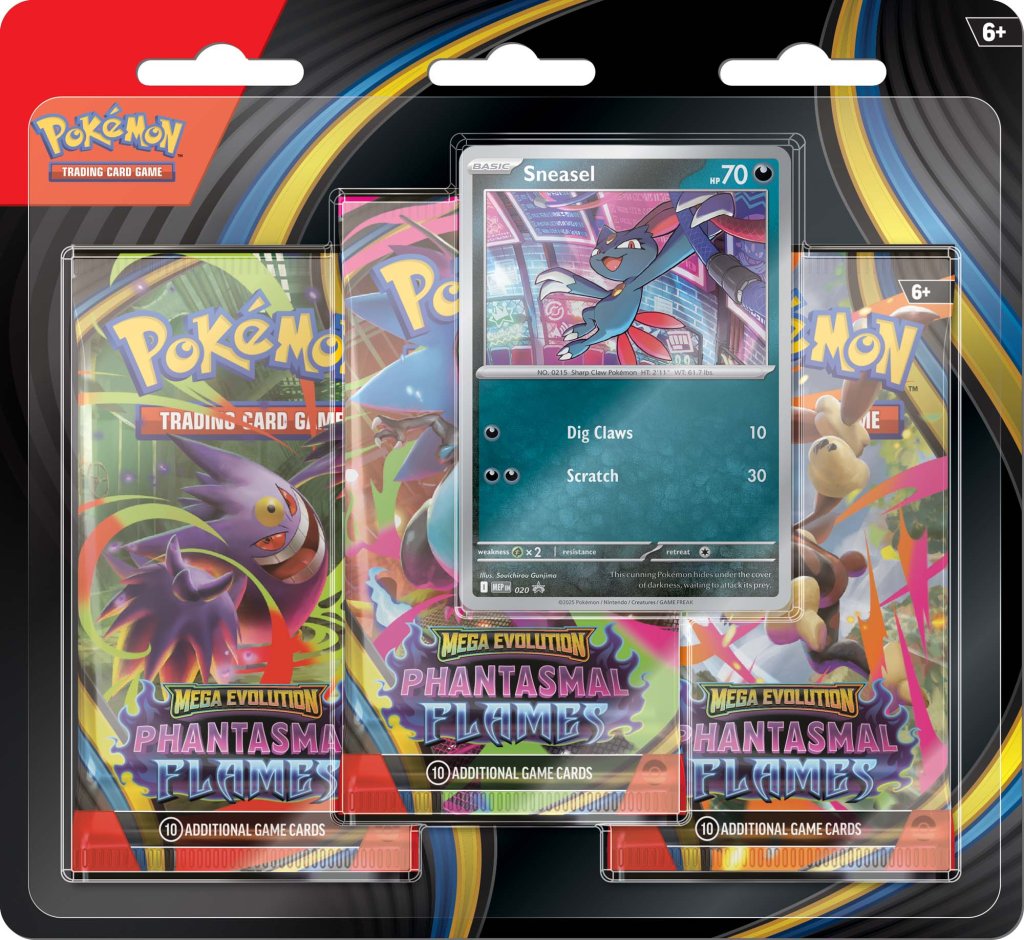 Pokemon TCG: Mega Evolution - Phantasmal Flames Three Booster Blister - weavile | Tabernacle Games