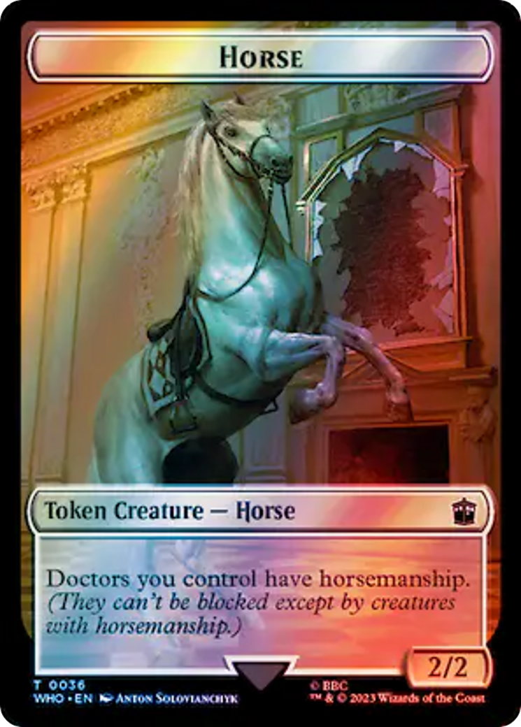 Horse // Food (0057) Double-Sided Token (Surge Foil) [Doctor Who Tokens] | Tabernacle Games