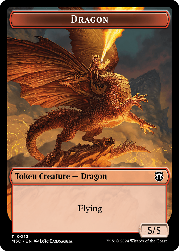 Dragon (Ripple Foil) // Treasure Double-Sided Token [Modern Horizons 3 Commander Tokens] | Tabernacle Games