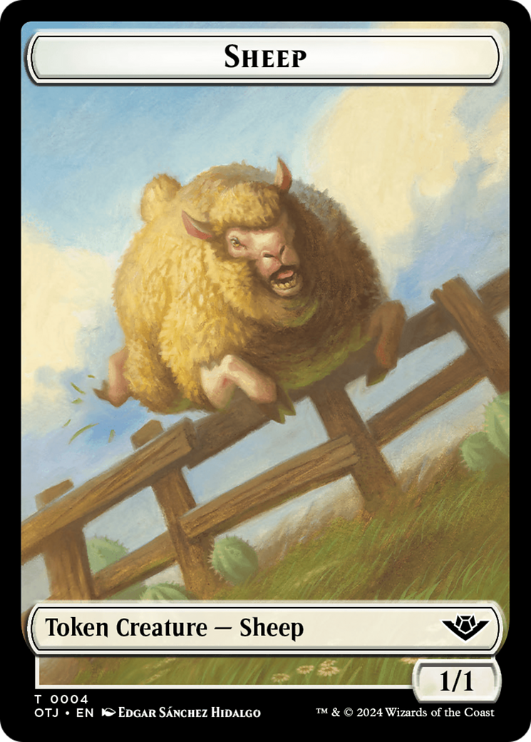 Sheep // Plot Double-Sided Token [Outlaws of Thunder Junction Tokens] | Tabernacle Games