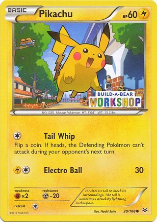 Pikachu (20/108) (Build A Bear Workshop Exclusive) [Miscellaneous Cards] | Tabernacle Games