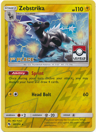 Zebstrika (82/214) (League Promo 1st Place) [Sun & Moon: Lost Thunder] | Tabernacle Games