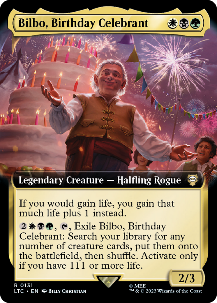 Bilbo, Birthday Celebrant (Extended Art) [The Lord of the Rings: Tales of Middle-Earth Commander] | Tabernacle Games