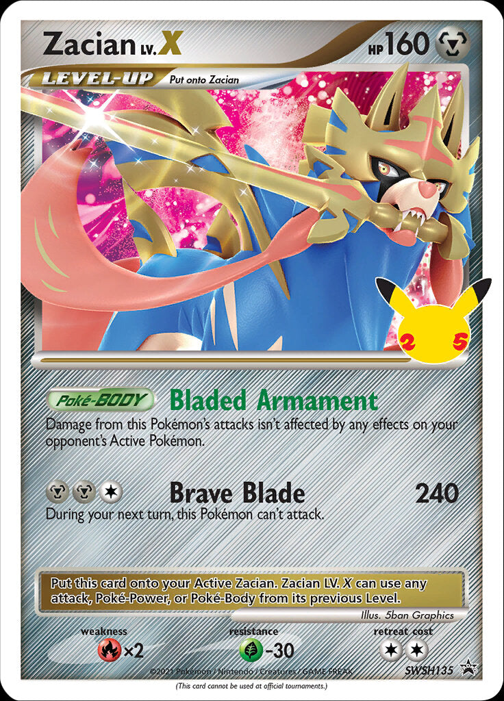 Zacian LV.X (SWSH135) (Celebrations) [Sword & Shield: Black Star Promos] | Tabernacle Games