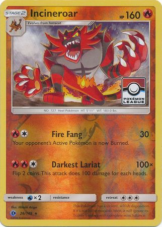 Incineroar (26/149) (League Promo) [Sun & Moon: Base Set] | Tabernacle Games