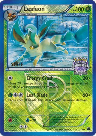 Leafeon (11/116) (States Championship Promo Staff) [Black & White: Plasma Freeze] | Tabernacle Games