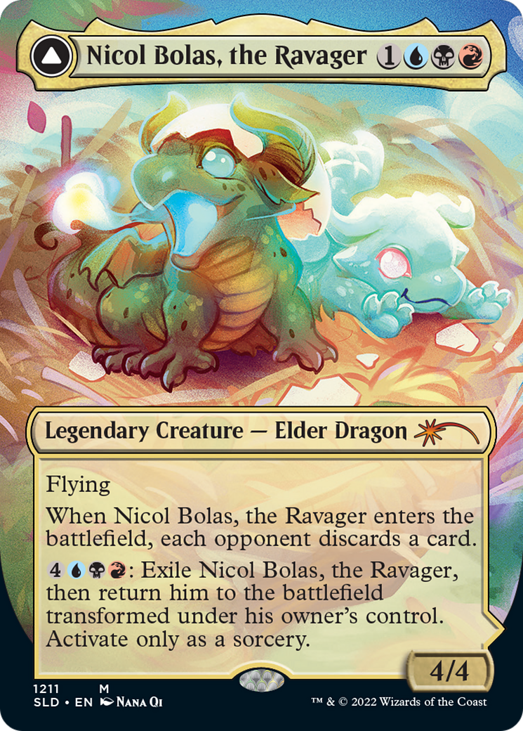 Nicol Bolas, the Ravager // Nicol Bolas, the Arisen (Display Commander) (Borderless) [Secret Lair: From Cute to Brute] | Tabernacle Games